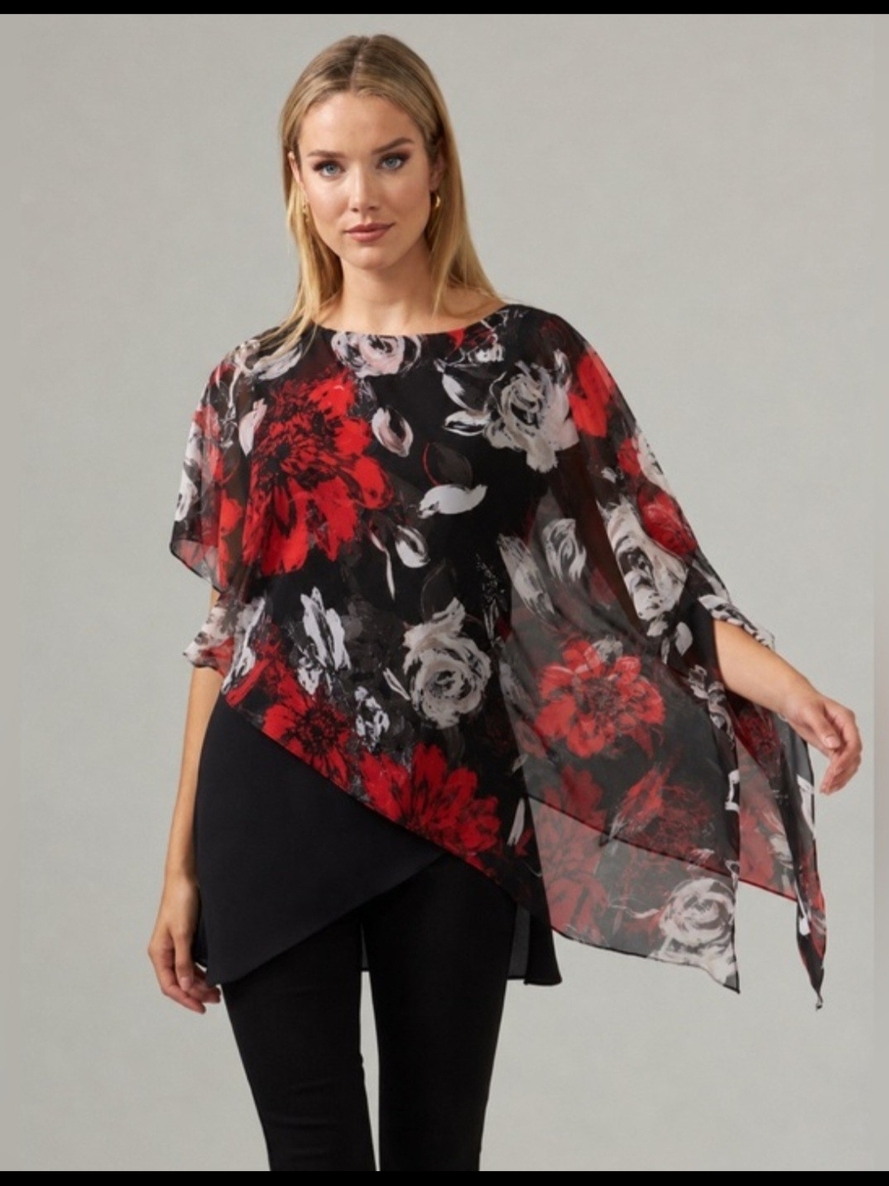 Joseph Ribkoff Asymmetrical Sheer Blouse